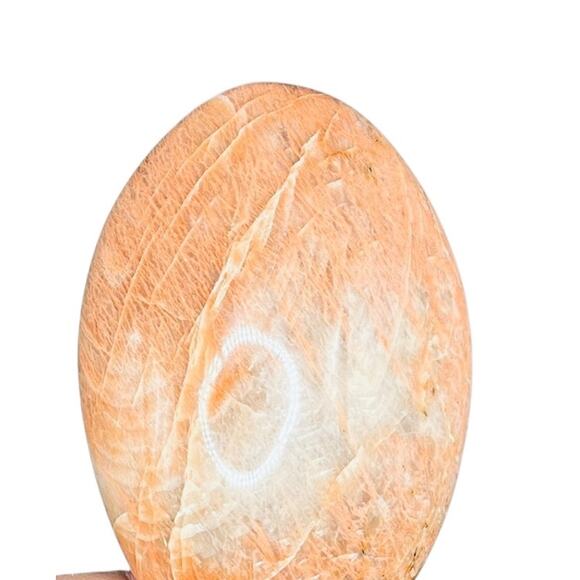 Peach Moonstone Free Form Approx 1245 ctw 4” T x 3 1/2” W - Picture 6 of 8